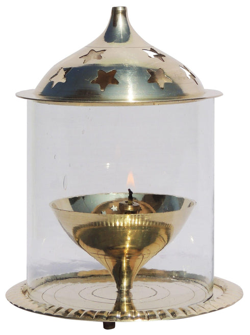 Brass Oil Lamp Deepak With Chimney 0.285kg